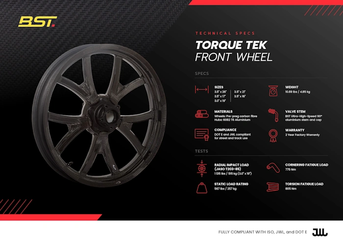 BST Torque-TEK Front Carbon Wheel Harley-Davidson Touring Models 19"x 3.50" (2024+) - Image 5