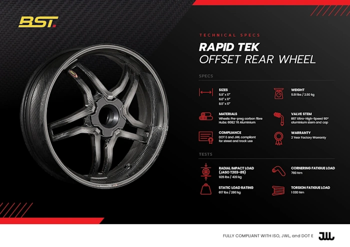 BST Rapid-TEK Rear Carbon Wheel 1098 R/S 1198 Panigale 1199 1299 V4 (18-24) V2 SS-939 Streetfighter V4 V2 - Image 5