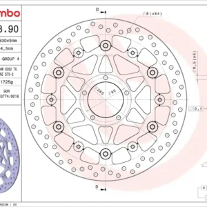Brembo Racing Serie ORO Front Floating Rotor 330mm Ducati Superbike & Streetfighter Models
