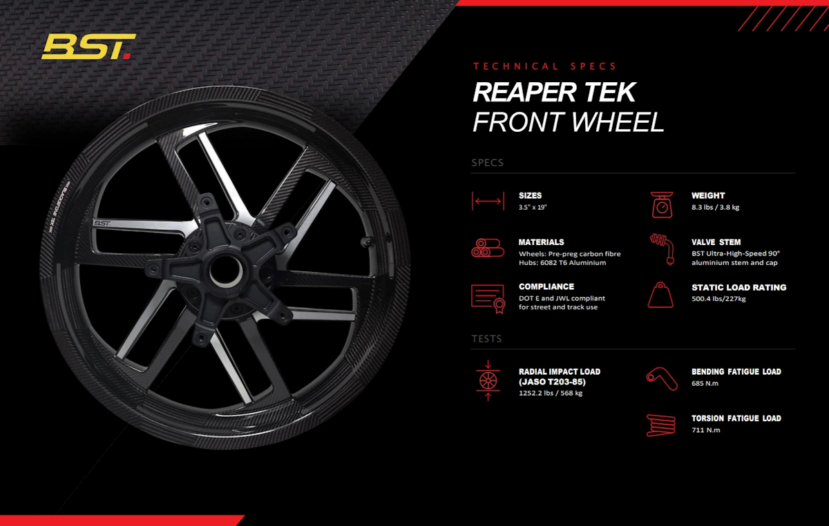 BST Reaper-TEK Front Carbon Wheel Harley-Davidson Touring & CVO /ST 19"x3.50" - Image 4
