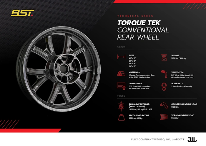 BST Torque-TEK Rear Carbon Fiber Wheel Rim for Harley-Davidson Touring 16"x 5.00" - Image 4